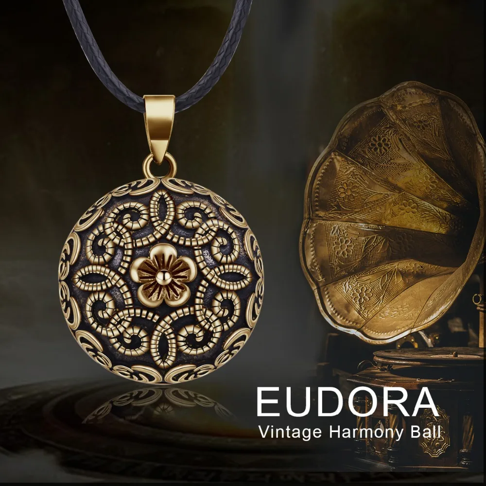 Винтажное ожерелье EUDORA Harmony B322 бронзовое с подвеской в виде колокольчиков и