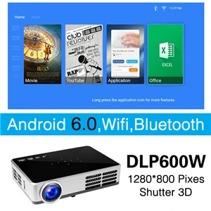 Poner Saund 600 DLP Мини проектор Android Proyector затвор 3D wifi Поддержка Full HD 1080p HDMI домашний кинотеатр Projetor Bluetooth