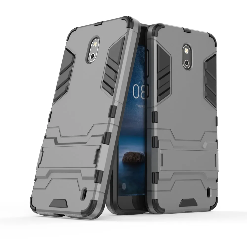 2 In 1 TPU &amp Hard PC Hybrid Armor Case With Kickstand Shockproof Impact Protective Back Shell Cover For Microsoft Nokia Nokia2 |