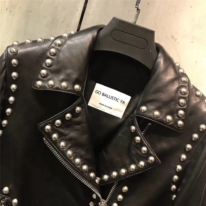 Дамы реального кожаная куртка женская качества натуральная кожа moto и Байкерская