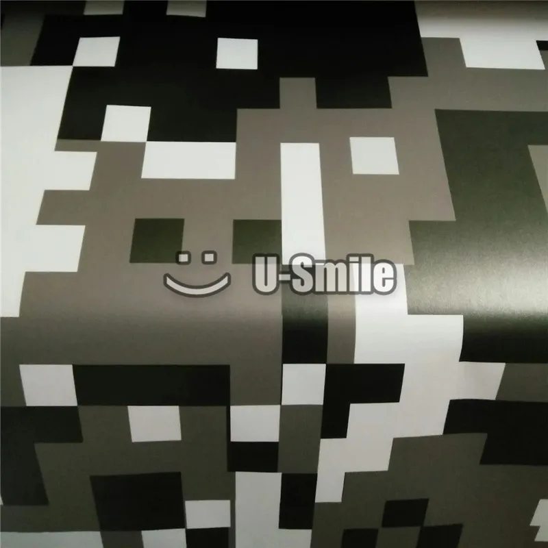 

Black White Grey Digital Arctic Pixel Camouflage Vinyl Car Wrap Foil Car Sticker Bubble Free 1.52x30m/Roll