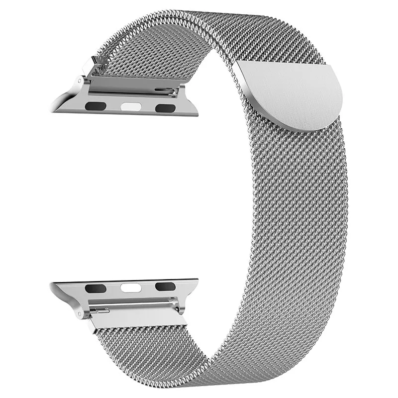 Миланская Петля из нержавеющей стали ремешок для Apple Watch Series 1 2 3 4 Магнитный регулируемый ремешок для часов Correa 38 40 42 44 мм - Цвет: Silver