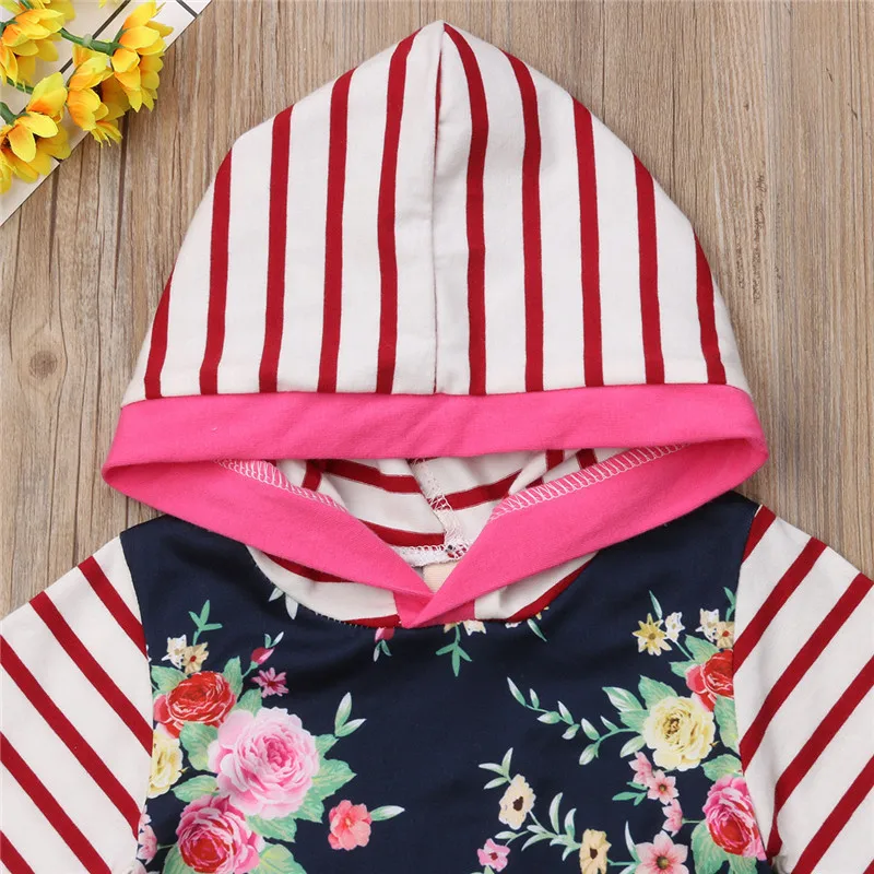 Pudcoco/детский хлопковый комбинезон с капюшоном и цветочным рисунком для маленьких