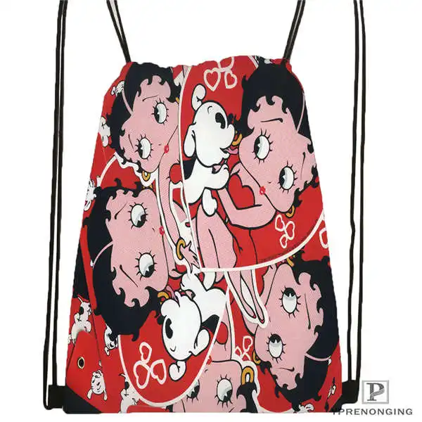 Пользовательские BETTY-BOOP-STANDARD@ 1 походная сумка на шнурке милый рюкзак для детей(черная спинка) 31x40 см#2018612-01-24 - Цвет: Drawstring Backpack