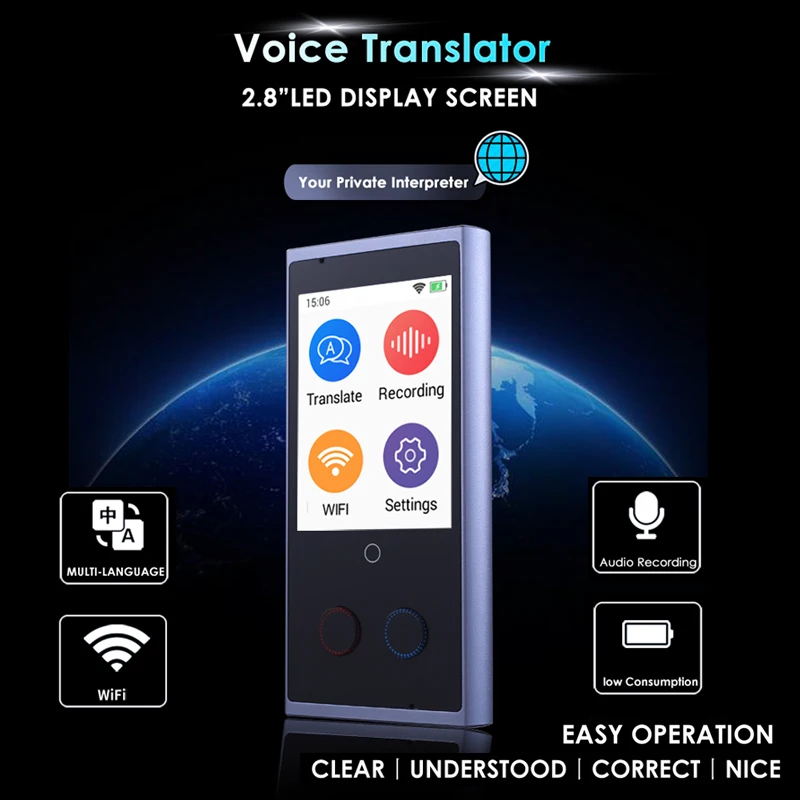 Translaty Smart Voice Translator портативный переводчик Tradutor устройство 75 многоязычный мгновенный переводчик Интеллектуальный перевод