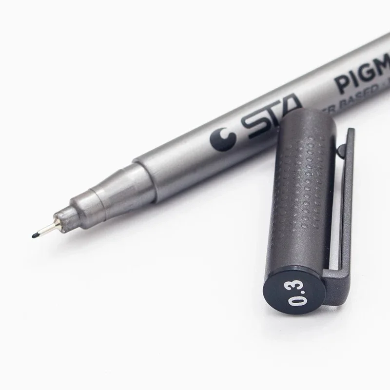 0.3mm Черный пигмент Micro Liner чернила маркер для белой доски, файнлайнер, изогнутым наконечником эскизов маркер для рисования ручки 0,05 0,1 0,2 0,3 0,4 0,5 0,6 0,8 кисть - Цвет: 0.3mm