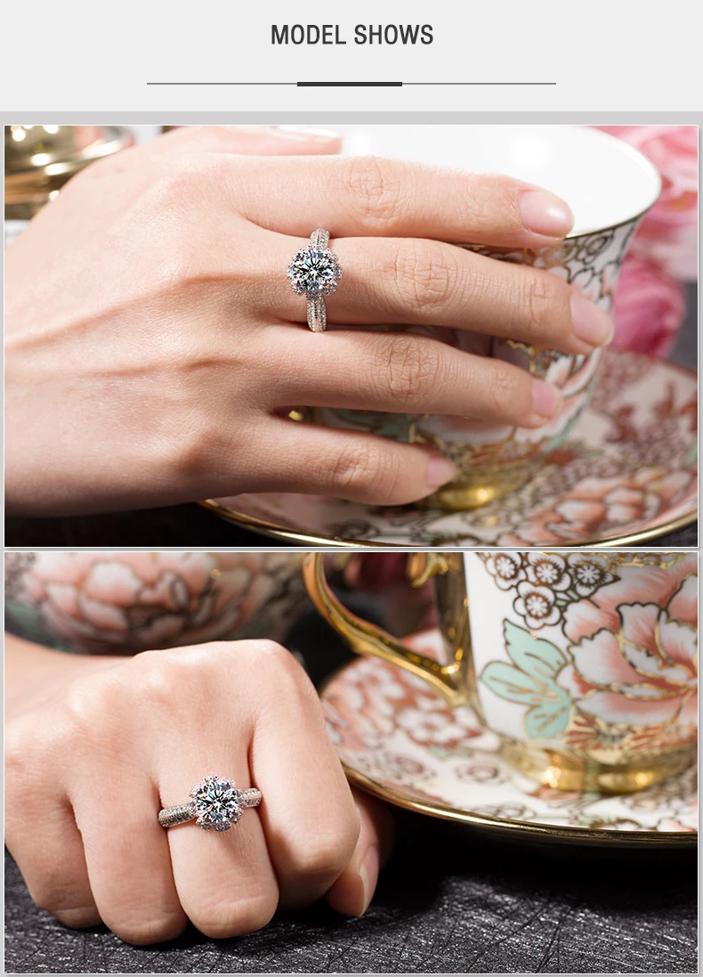 Jewellwang кольца с муассанитом для Для женщин Роскошные рубин алмаз боковой камень 0,5 сертифицирован r EngaBaden blossom