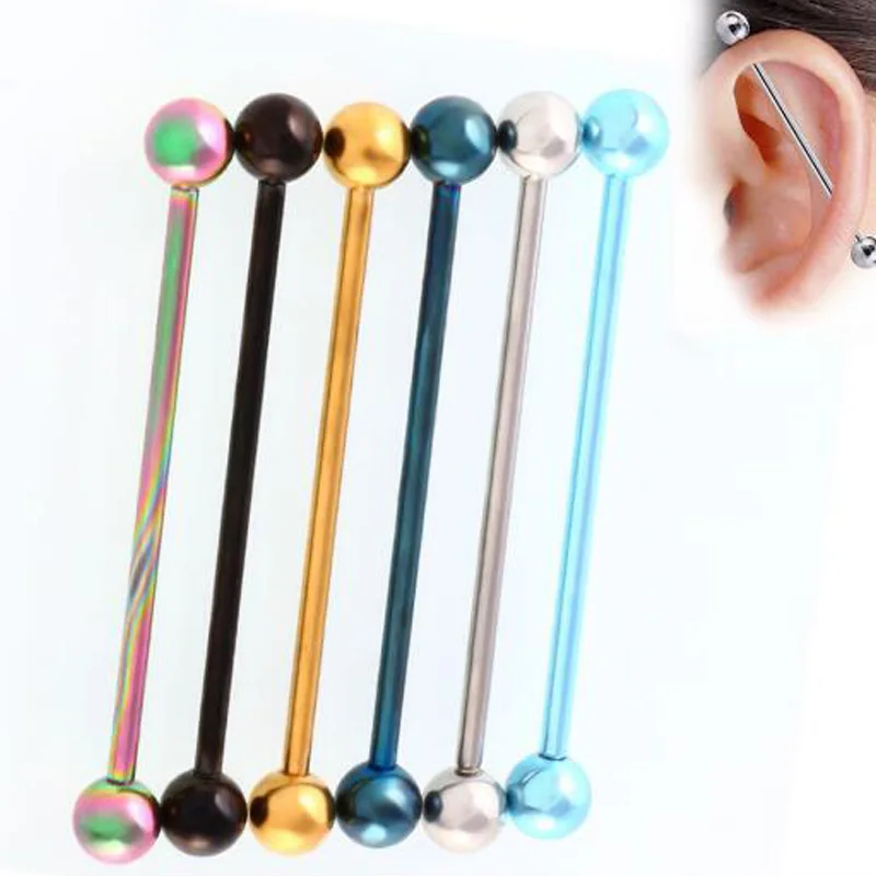 1 шт. 6*34 мм Длинный пирсинг для ушей ярких цветов ювелирные изделия Промышленные