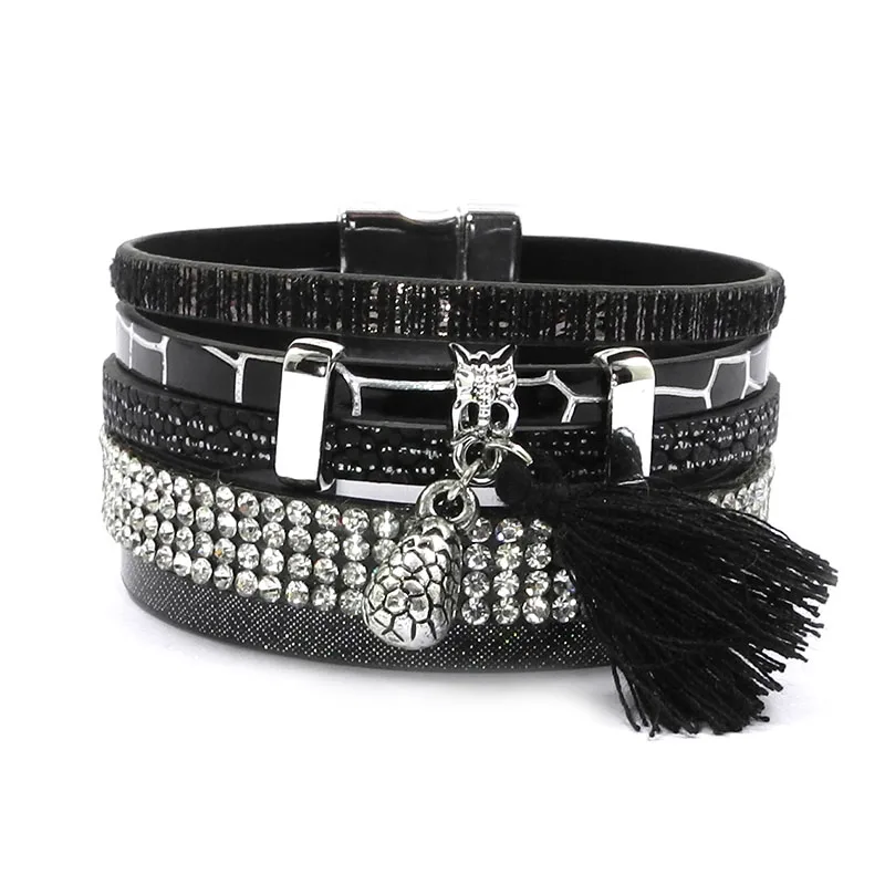 Женские кожаные браслеты WELLMORE вечерние в стиле бохо ювелирные изделия|bracelets