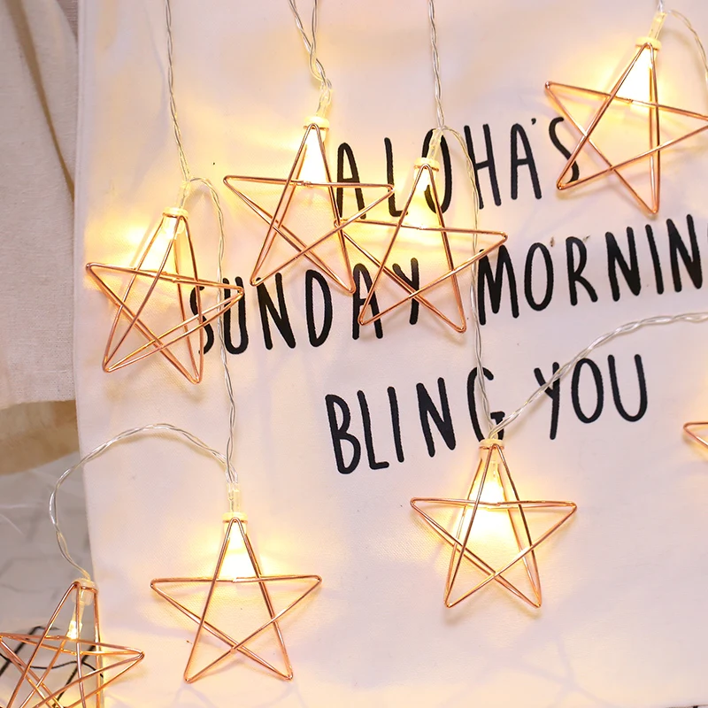 Retro Geometric Rose Star Wedding String Light Christmas LED Festoon Led Home Party Garden Garland On The Window | Лампы и освещение
