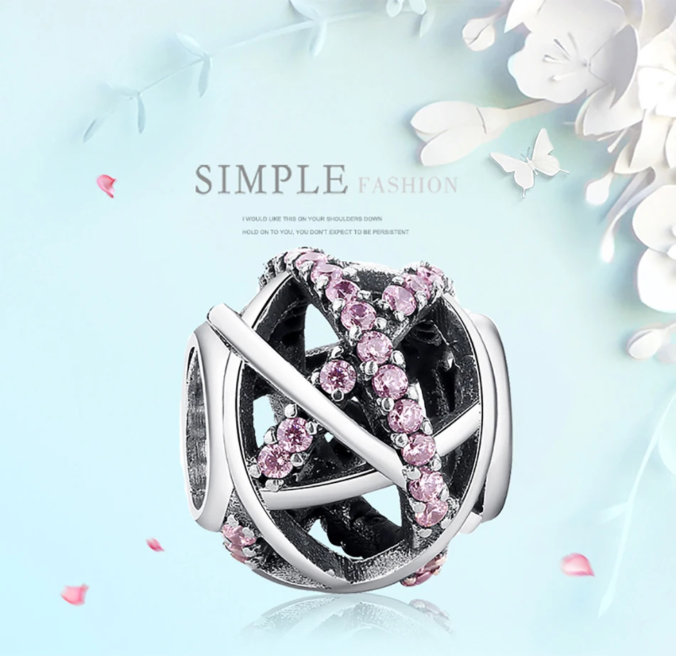 BELAWANG Real 925 Sterling Silver Pink Clear CZ Galaxy Charm Beads Fit Original Bracelet Necklace Authentic Jewelry | Украшения и