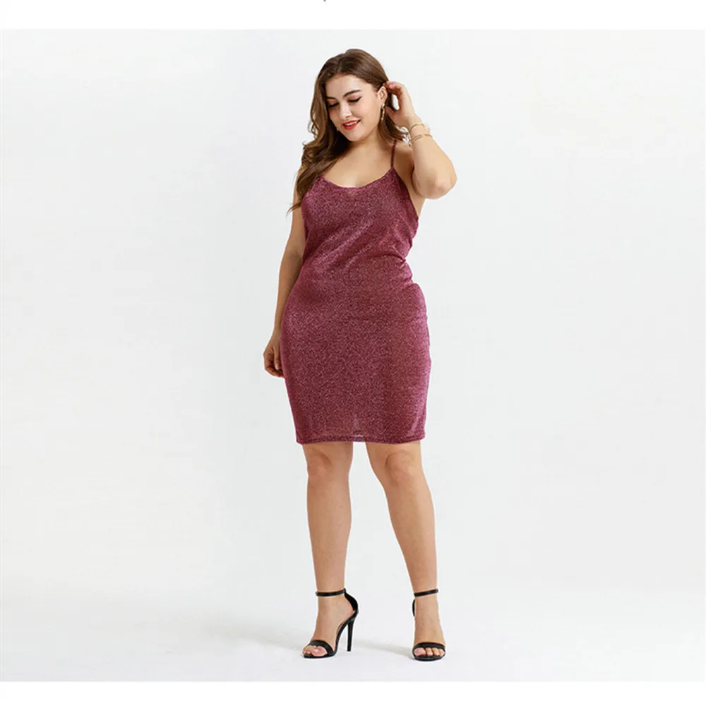Женское платье большого размера лето 2019 сексуальное на бретельках для ночного
