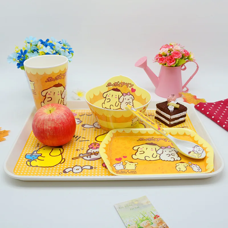 2017 new 5 PCS/set cartoon lovely animals into the baby Melamine Children's tableware cutlery set plate glass spoon fork bow | Мать и