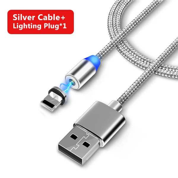 1 IOS plug 1 cable NOHON 3 в 1 кабель для быстрой зарядки на магните для iPhone X 7 8 6 Xiaomi 4 Lighting 8 Pin Micro usb type C магнитные кабели для зарядки - Цвет: 1 IOS plug 1 cable