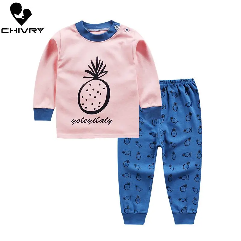 Chivry 100% из хлопка Детский набор пижам для мальчиков с длинными рукавами и