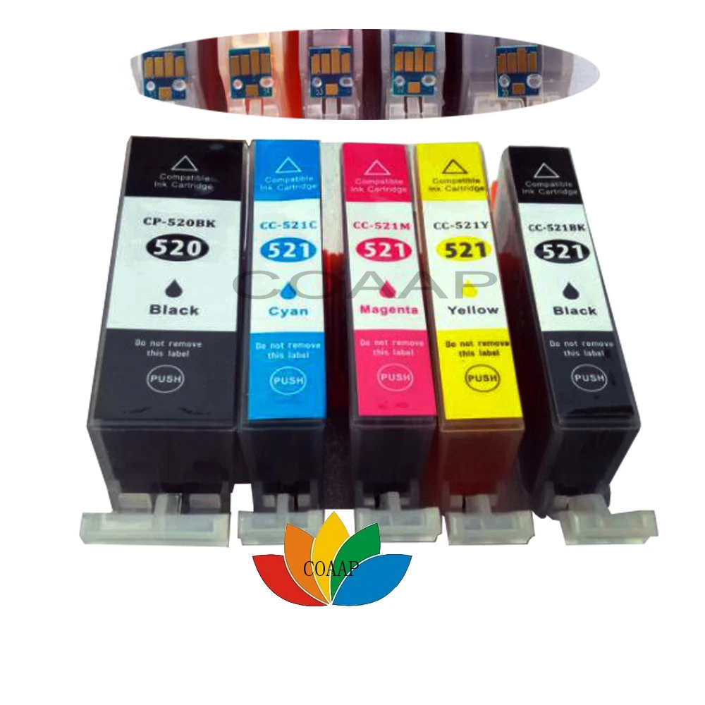 

5x PRINTER INK CARTRIDGE for COMPATIBLE CANON 520 521 PIXMA MP540 MP550 MP560 MP620 MP630 MX870 PGI520 CLI521