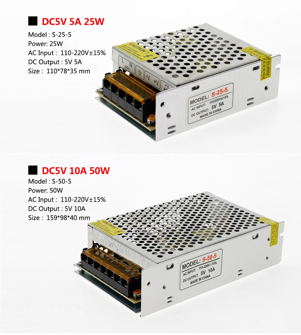 Трансформаторы DC5V 2A/3A/5A/10A/20A/40A/60A/70A источник питания для светодиодной ленты WS2812B SK6812