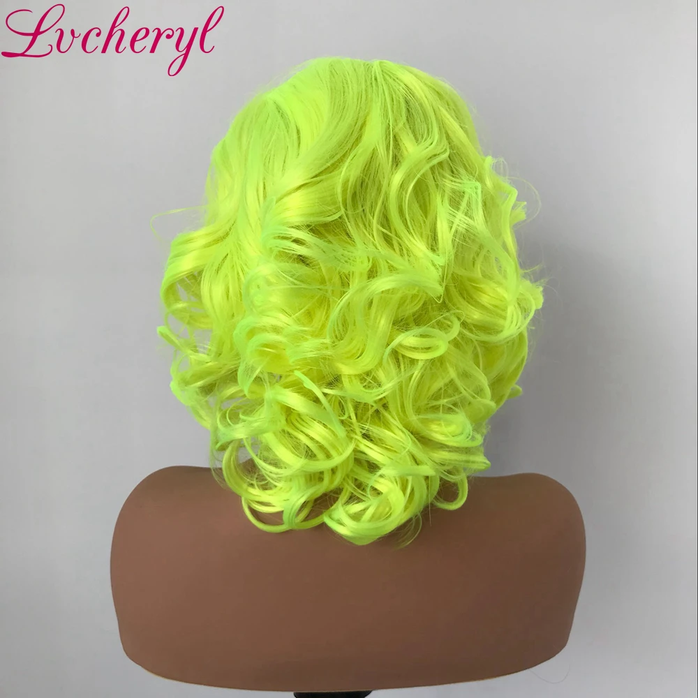 Lvcheryl ручная вязка короткие кудрявые стиль желтый цвет Жаростойкие Волокна