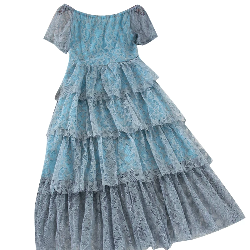 2019 новые модные женские платья с высокой талией тонкое вязаное крючком сшивание