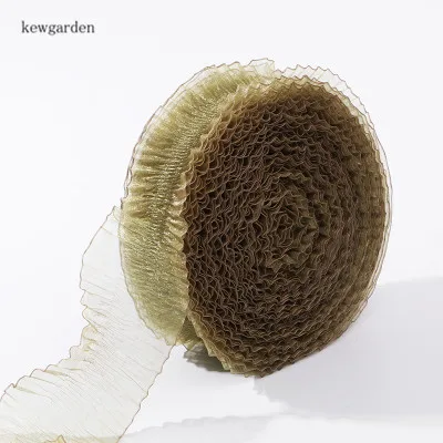 Kewgarden 2-1/" 60 мм жемчужные плиссированные пряжа атласные ленты вручную изготовленная лента DIY бант ленты упаковка Riband 30 ярдов/рулон