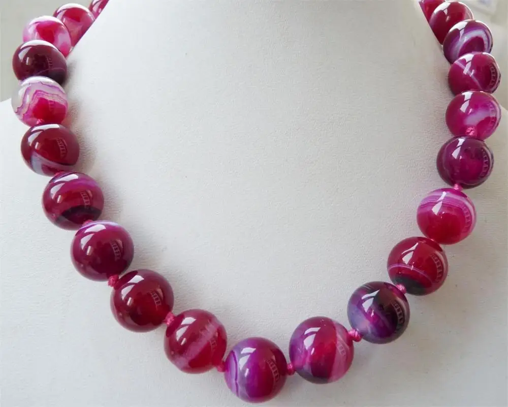 Beautiful 8 mm Rose striped agate gemstone bead necklace 18 &quotAAA jade | Украшения и аксессуары
