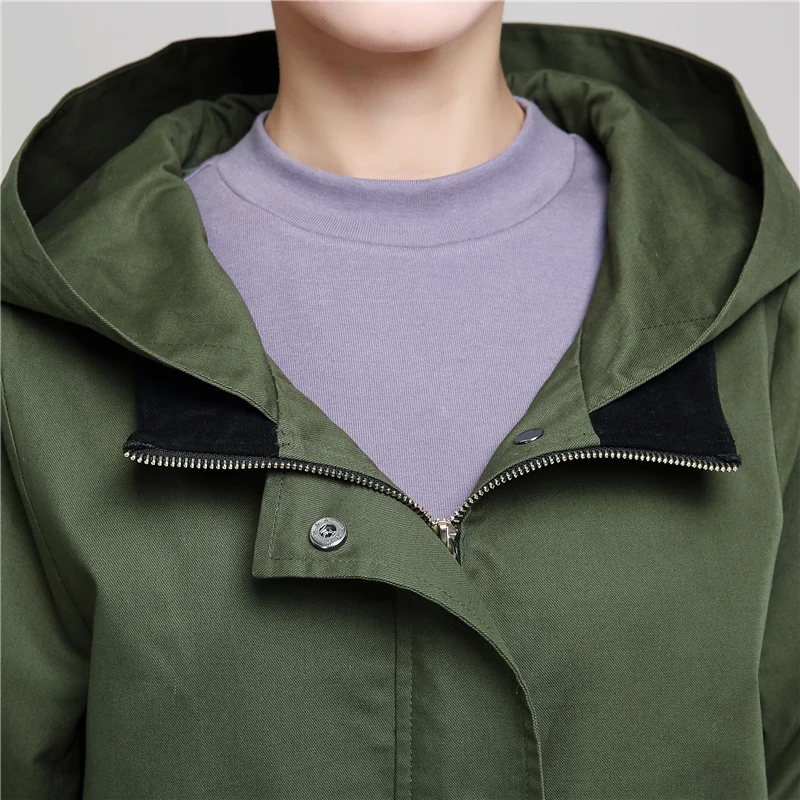 

Spring Female Windbreaker 2021 Autumn Loose Trench Coat Women Large Size Hooded Coat Women Casual Outerwear Women Long Overcoat