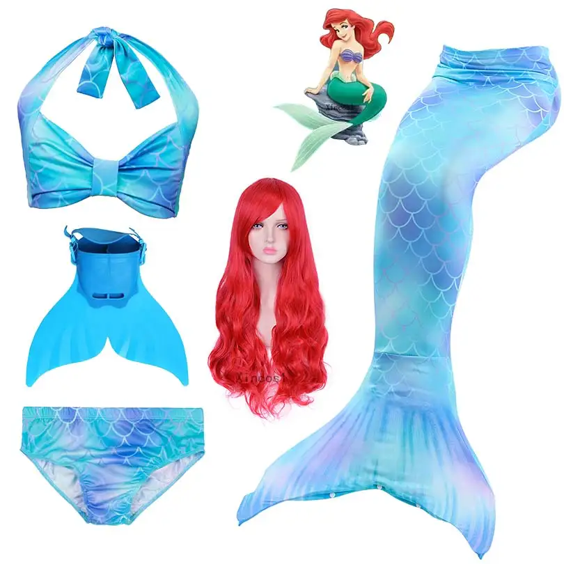 Купальник для девочек с хвостом Русалочки костюм косплея детский ванный