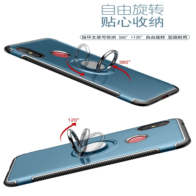 For Xiaomi Mi A2 Lite phone Case 5.84 PC+TPU A2Lite Global Version MiA2Lite case Finger Ring Car Magnet Back Cover |