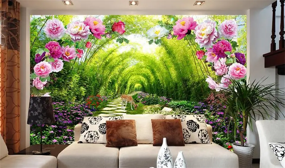 3d Custom photo mural wallpaper Garden shade flower door decor painting wall murals for walls 3 d | Обустройство дома