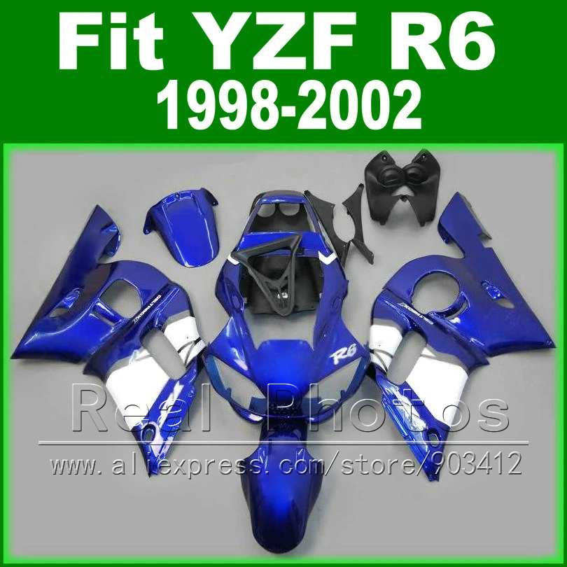 Marka Yeni vücut kitleri için YAMAHA R6 fairing 1998 1999 2000 2001 2002 roylblue ve mat siyah Fit YZF R6 fuarı 1998-2002
