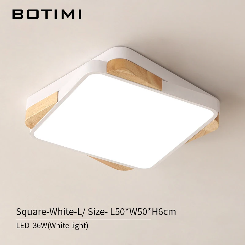 Square-L-White-WL BOTIMI квадратный светодиодный потолочный светильник s для гостиной белый Lamparas de techo прямоугольный деревянный потолочный светильник поверхностное крепление светильник для спальни - Цвет корпуса: Square-L-White-WL