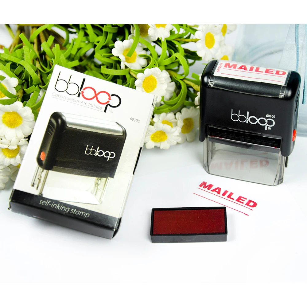 BBloop штамп отправлен самозаправляющийся прямоугольный. Красные чернила | Дом и