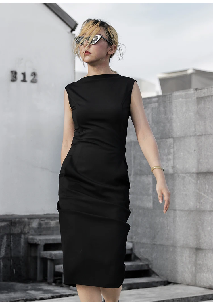 Женское Повседневное платье из хлопка черное выше колена в готическом стиле 19SS