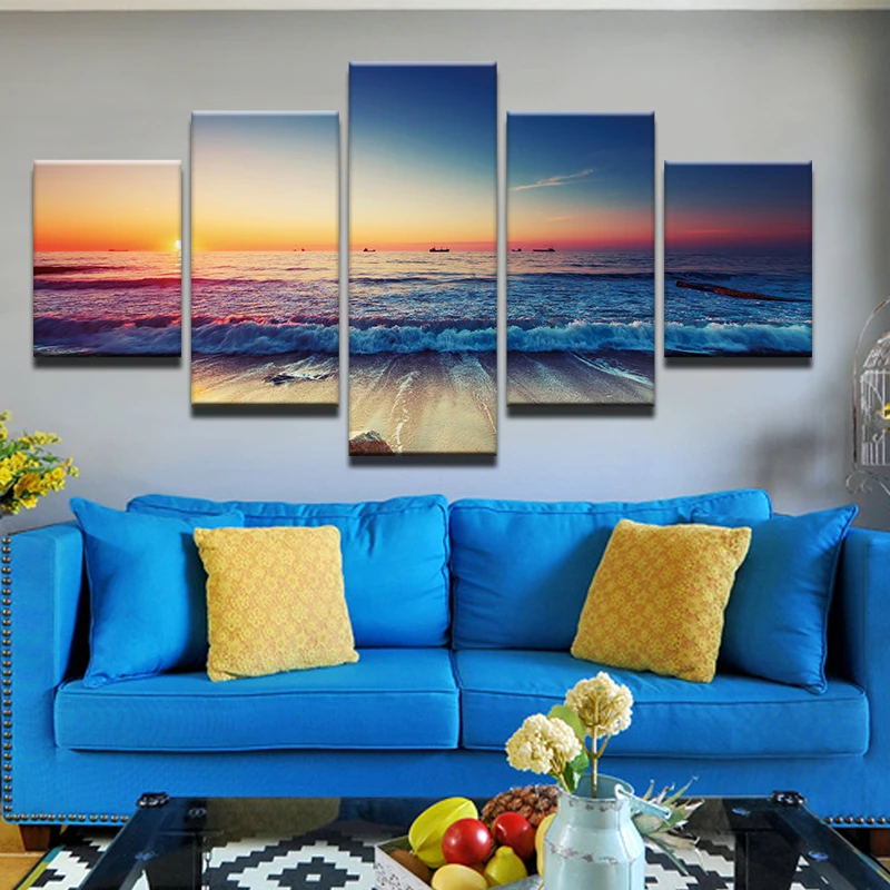 5 шт. пляжные Декоративная Настенная картина без рамки Современное украшение для