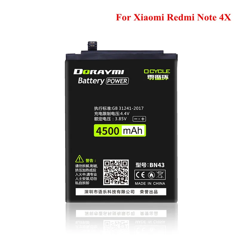 BN43 forRedmi Note4X DORAYMI телефон Батарея BN30 BN40 BN41 BN42 BN43 для Xiaomi Redmi 4A 4 Pro Note 4 4X 4Pro Note4 Замена Bateria батареи - Цвет: BN43 forRedmi Note4X