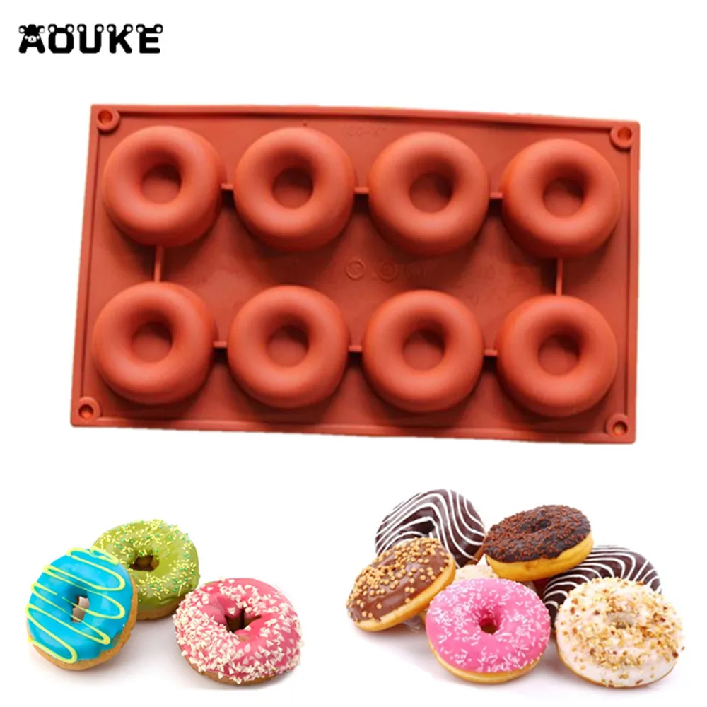 8-Hole форма для пончиков Chocolate силиконовая льда Cube формочки печенья пудинга мыла Mold