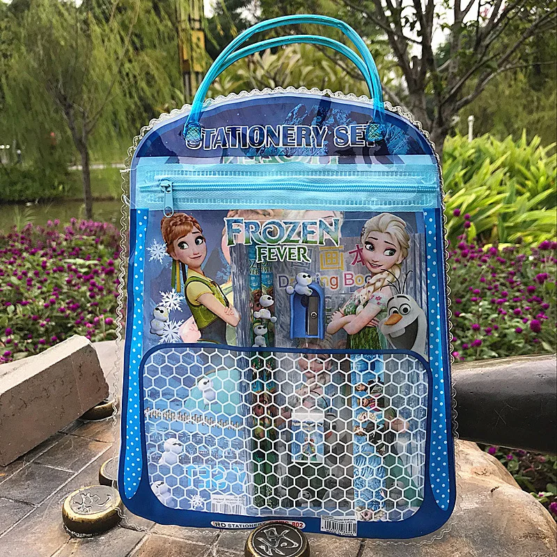 Disney 7 шт./компл. Замороженные Карандаш Чехол+ Линейка+ карандаш+ Ластик+ брошюра+ карандаш точилка канцелярские принадлежности подарок ко дню рождения, школьные принадлежности
