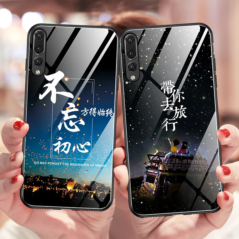 Светящийся чехол из закаленного стекла для huawei p20 p30 lite pro plus p 20 30 p20pro p30pro p20lite 2019 3d