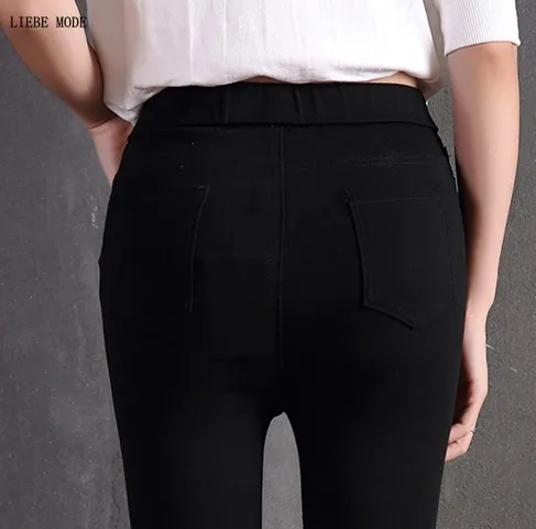 Для женщин s Высокая талия эластичные лосины Брюки Sexy Push Up тонкий рваные Леггинсы черный, белый цвет Для женщин полной длины брюки карандаш с отверстиями