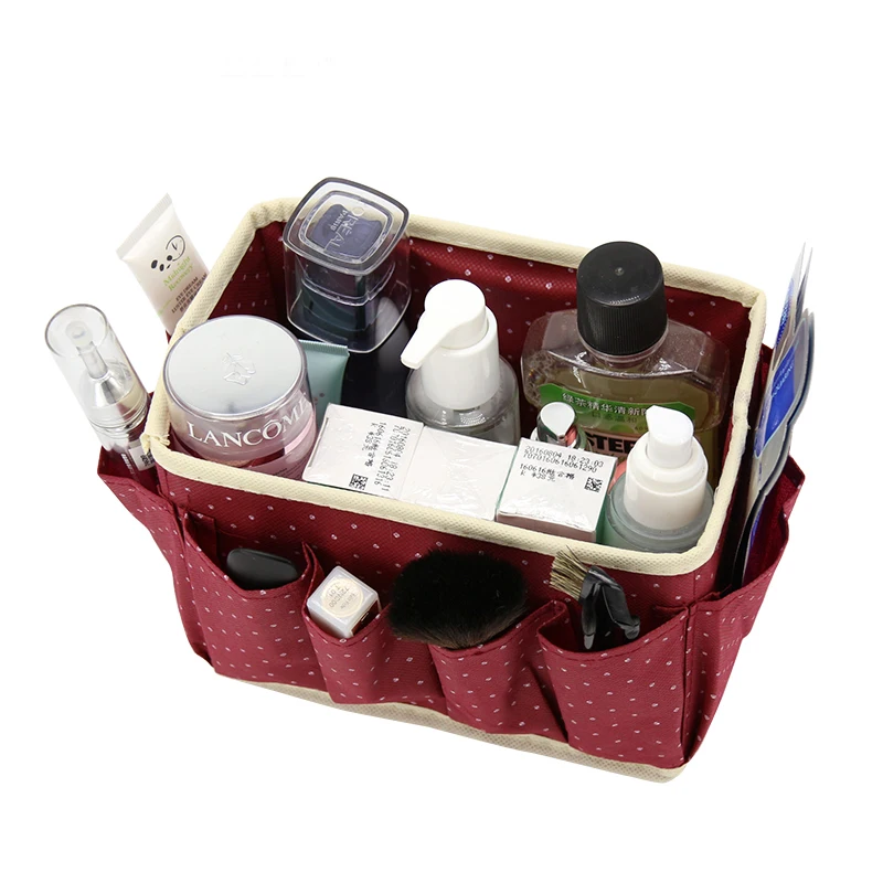 Настольный органайзер для косметики в горошек дорожная шкатулка девочек сумки