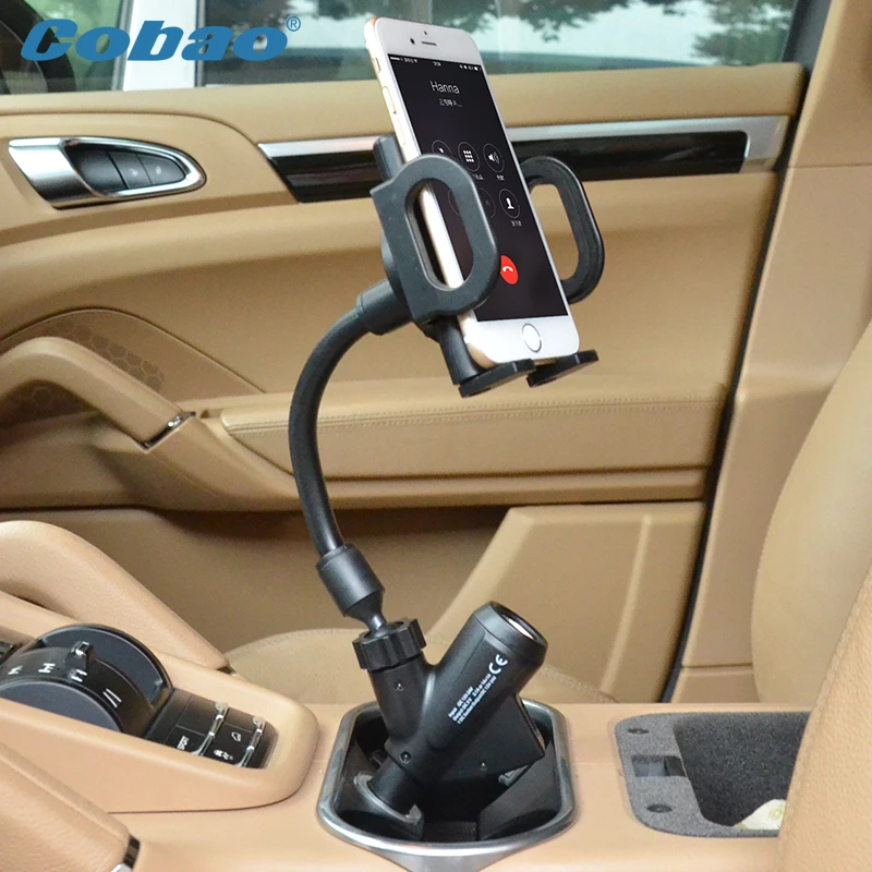 Cobao Универсальный двойной USB Автомобильное зарядное устройство Держатель для мобильного телефона кронштейн подставки для iPhone 5 6 Plus Galaxy Note 2 3 S4 S5 gps