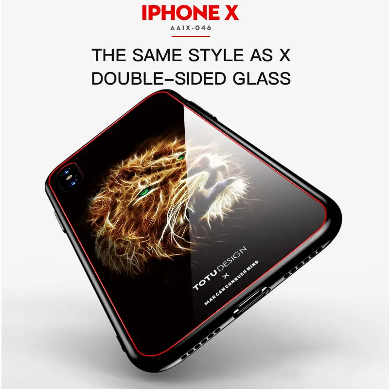 Чехол TOTU из закаленного стекла для iPhone X 10 роскошный крутой чехол телефона