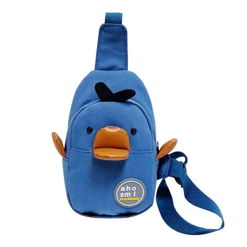 Children Waist Packs Fanny Bag Girls Cartoon Chicken Canvas Chest Bags Money Wallet Travel Crossbody Shoulder Bag Birthday Gifts - Цвет: Синий