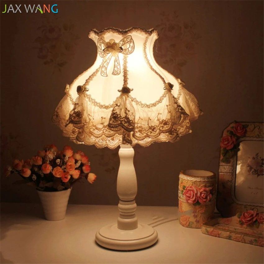 Европейская классическая пасторальная ткань кружевные настольные лампы