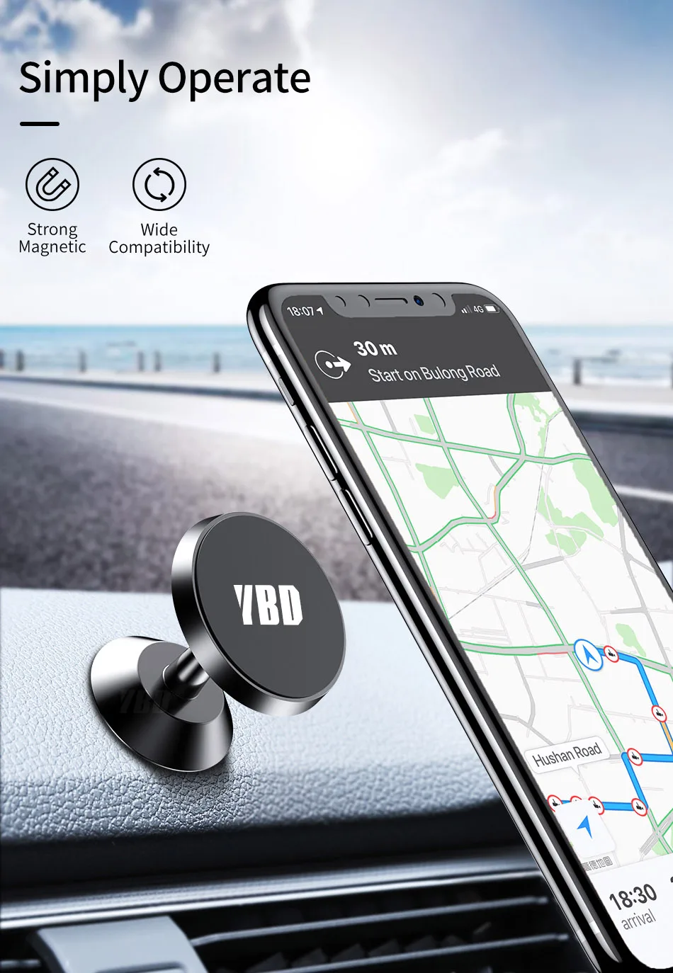 YBD магнитный автомобильный держатель для телефона для iPhone XS X samsung, магнитный автомобильный держатель для телефона в автомобиле, держатель для мобильного телефона, подставка