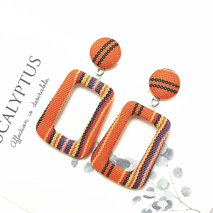 New Dangle Big Round Earrings For Women Fashion Handmade Square Geometric Earrings Statement Drop Earrings