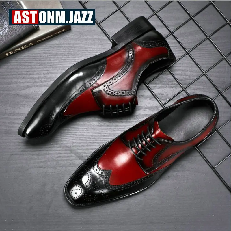 Men's Leather Casual Shoe Mens Genuine Oxfords Office Shoes Men Brogue Lace-up Oxford For | Обувь