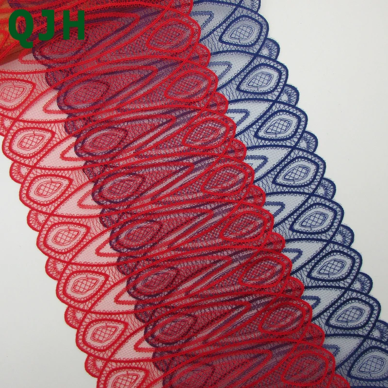 

24cm Width 1 Yard Red&Blue Embroidered Tulle Lace Trim Mesh Ribbon Trimming DIY Craft Dress Costume Supplies~Beautiful~