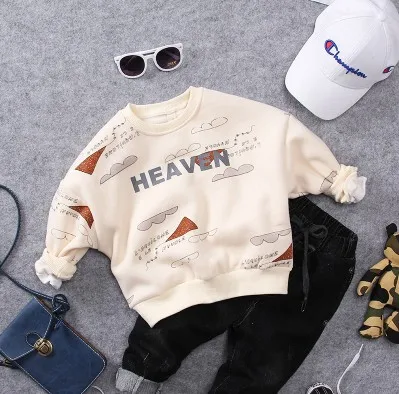 only sweater Только свитер 1 предмет, новинка года, осенне-зимний теплый флисовый свитер для мальчиков Повседневная теплая футболка для мальчиков детская футболка с круглым вырезом и цветочным принтом - Цвет: only sweater