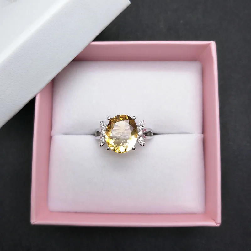 New design natural Brazil Citrine gemstone Ring solid 925 sterling silver for wommen anniversary birthday party gift with box | Украшения и